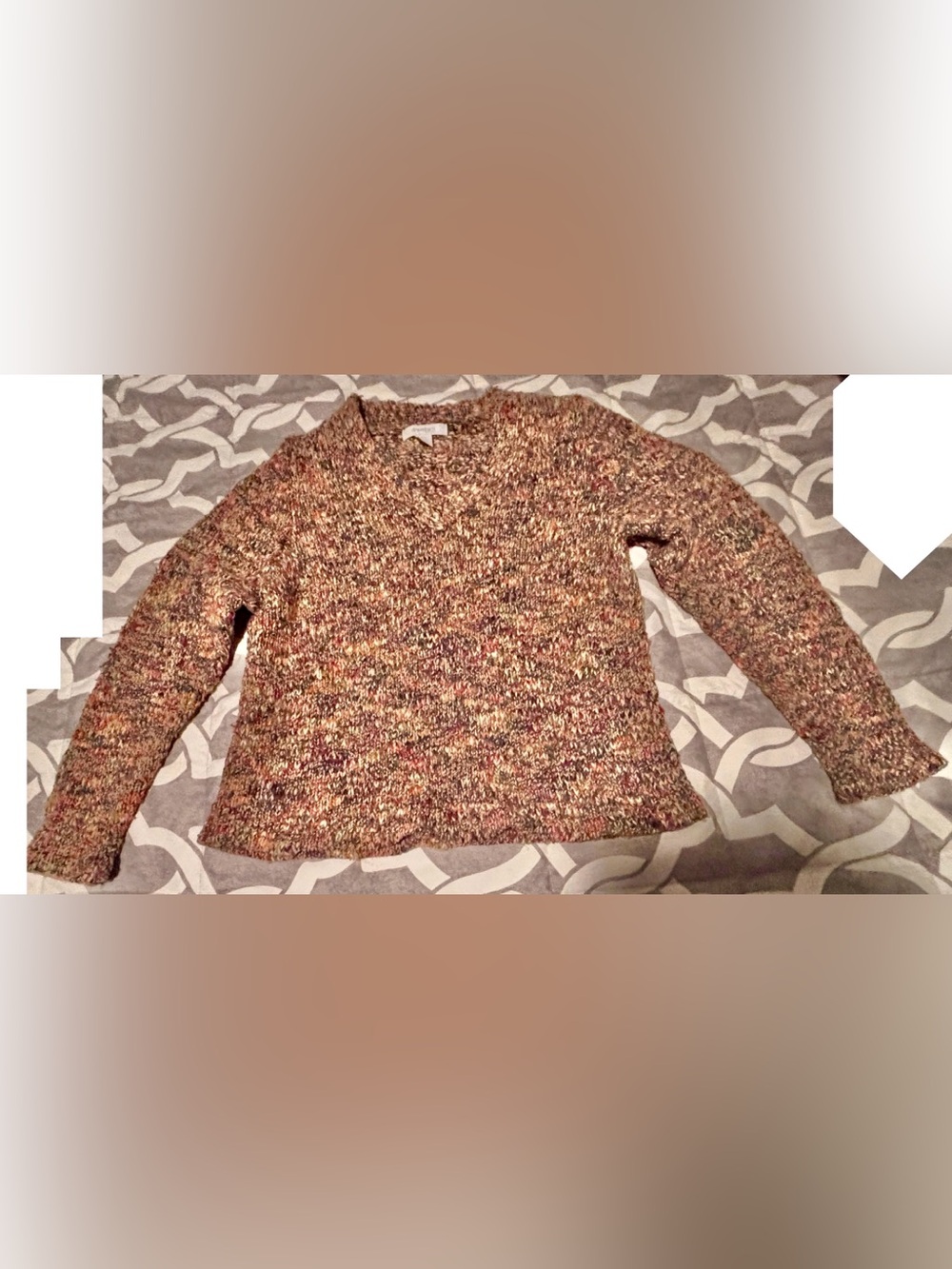 Dressbarn petite Multicolor V-Neck Sweater — nice jewel tones
